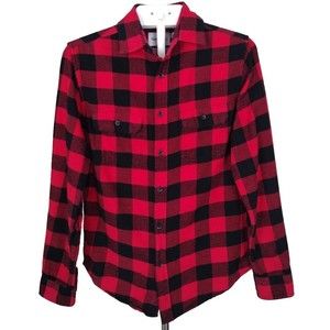 Christmas Mens Shirt Red Black Plaid Western Button Up Size S  Goodfellow